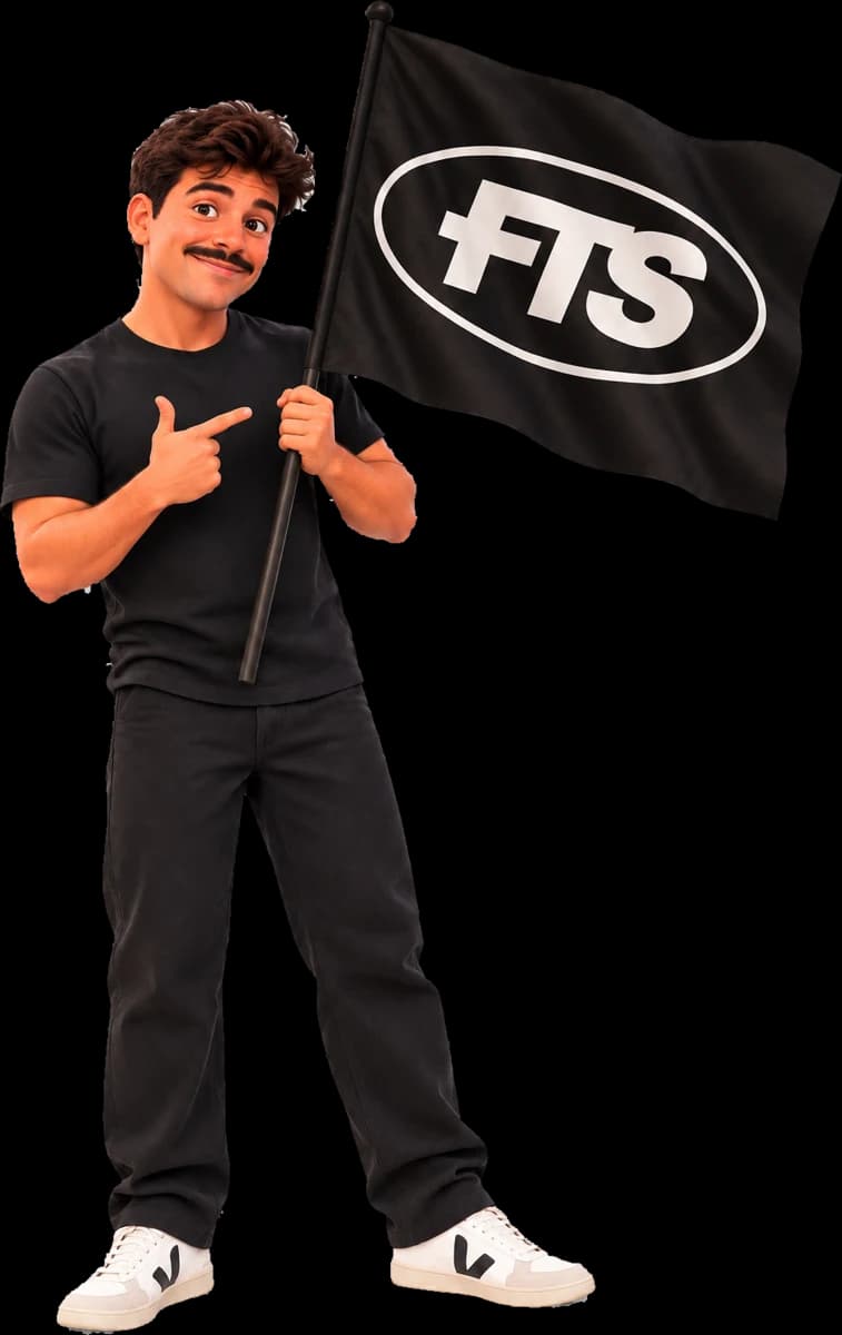 Romain, fundador de Food Truck Store, con la bandera FTS